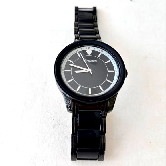 Brighton Carpenteria Watch Black Link Watch.  Clean lines works new battery main image 6